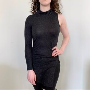 Noisy may asymmetrical charcoal tunic one sleeve mock neck party clubbing sexy